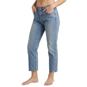 LEVI'S White Oak Cone Denim Jeans Button Fly Raw Hem Blue Stonewash Womens Sz 30